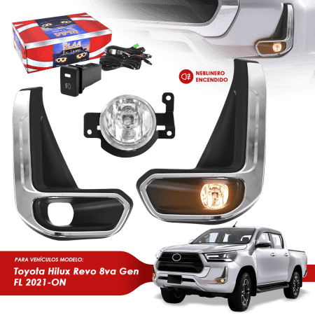 NEBLINERO SET COMPLETO DET CROMADO TY HILUX REVO 8VA GEN FL 2021-ON