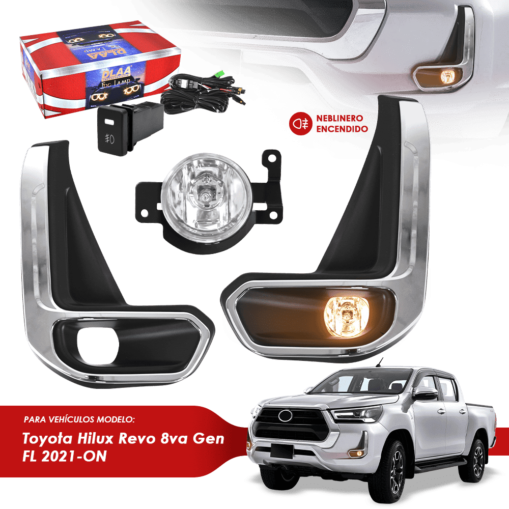 NEBLINERO SET COMPLETO DET CROMADO TY HILUX REVO 8VA GEN FL 2021-ON