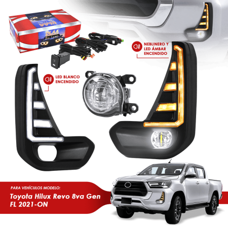 NEBLINERO SET COMPLETO LED +DLR/DIR TY HILUX REVO 8VA GEN FL 2021-ON