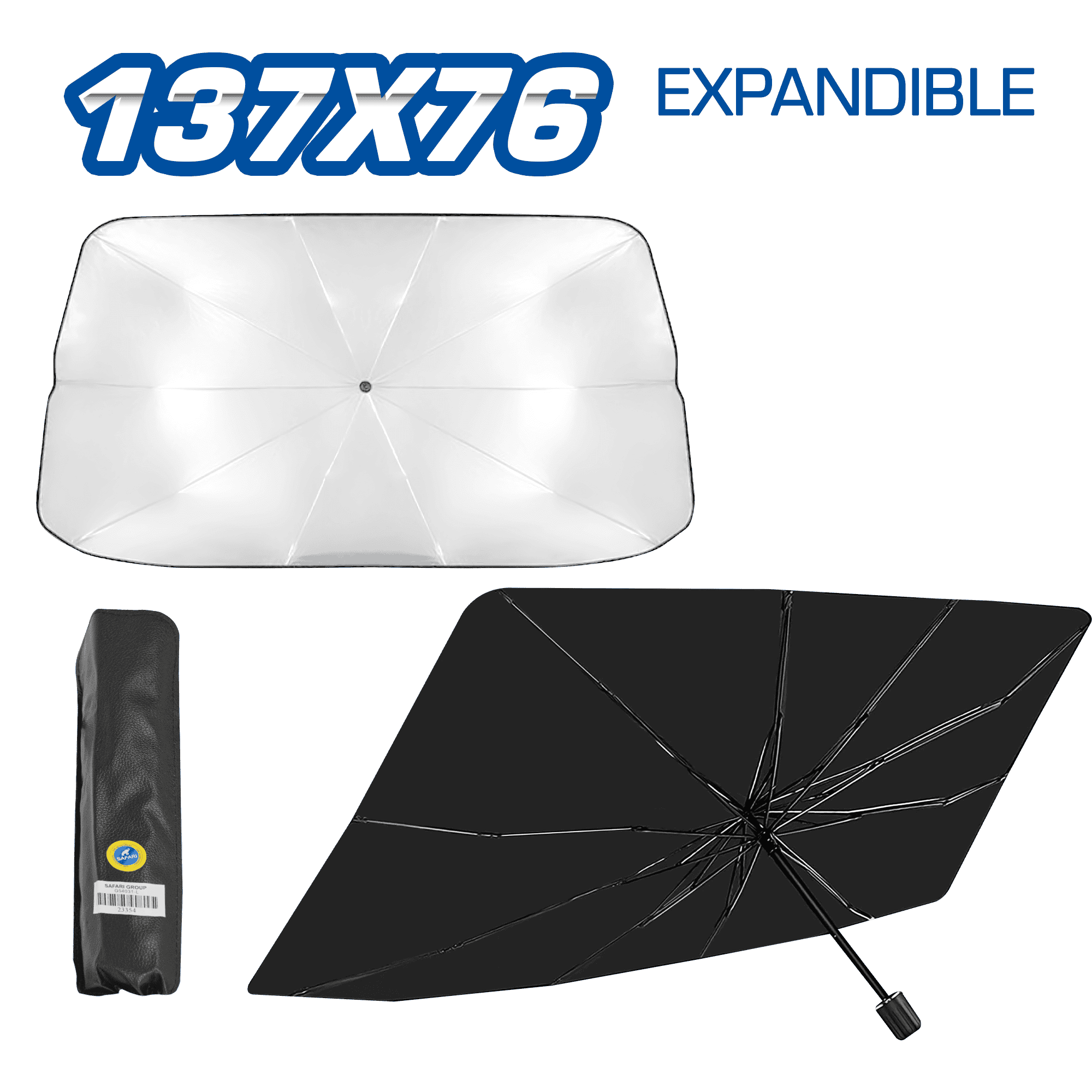 TAPASOL EXPANDIBLE C/MANGO TITANIO/HIERRO+TELA 130X76CM P/SUV