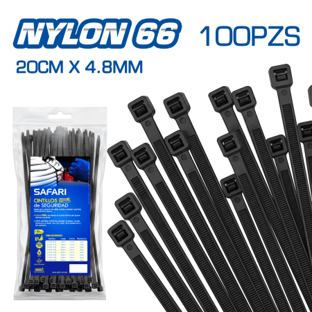 CINTILLO DE NYLON 66 NEGRO 20CMX4.8MM