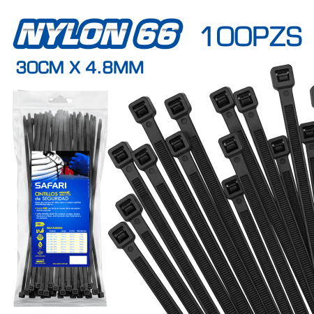 CINTILLO DE NYLON 66 NEGRO 30CMX4.8MM