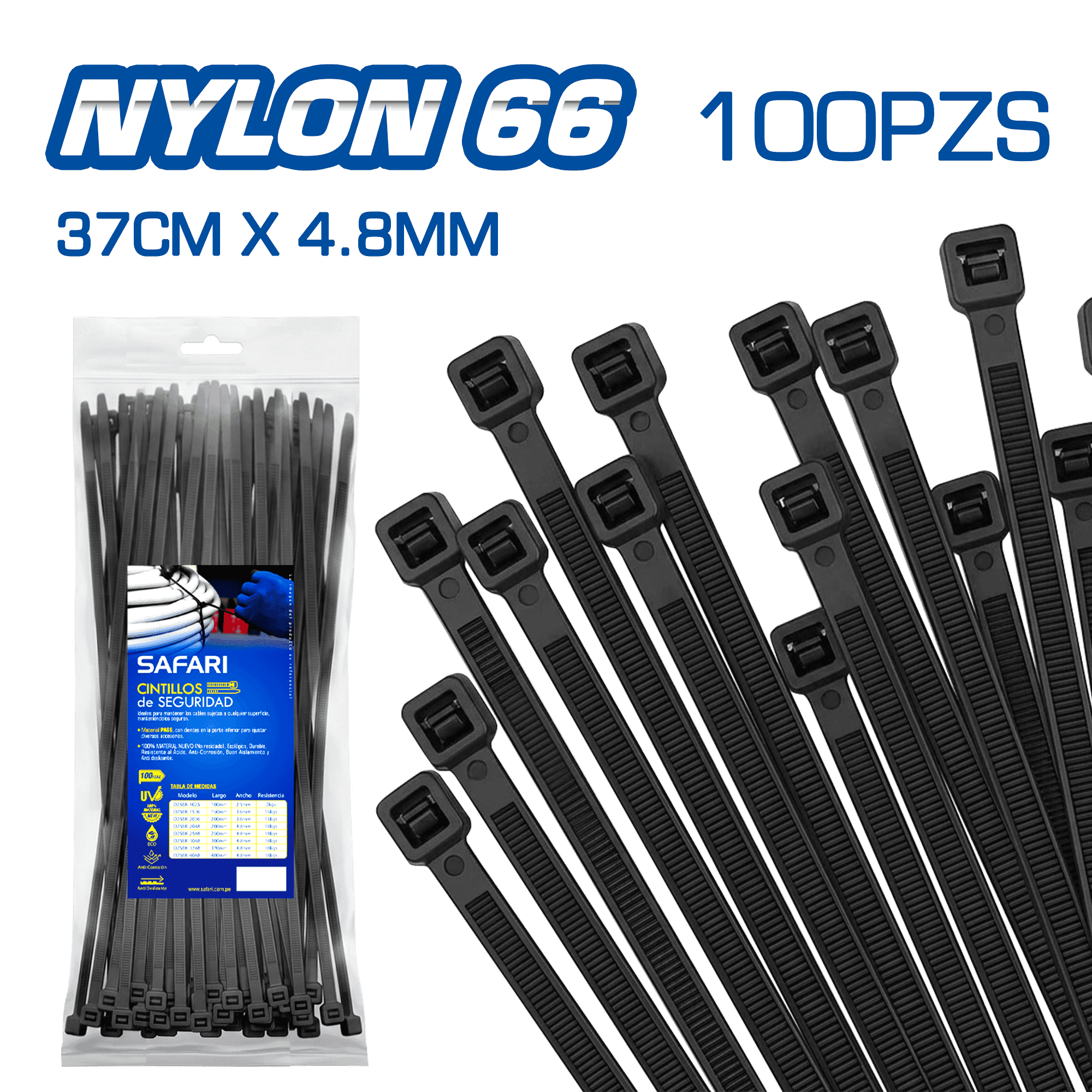 CINTILLO DE NYLON 66 NEGRO 37CMX4.8MM