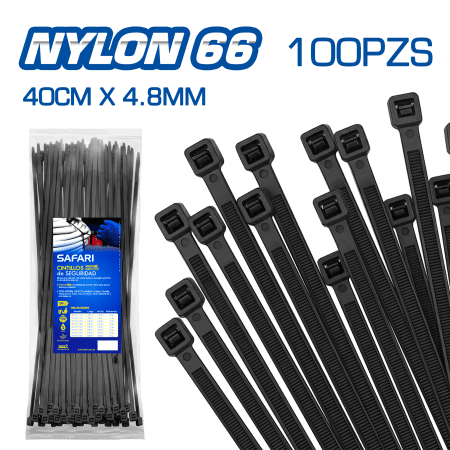 CINTILLO DE NYLON 66 NEGRO 40CMX4.8MM
