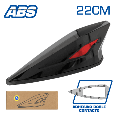ANTENA TIBURON FUTURE NEGRO/ROJO 22CM ABS +ADHESIVO