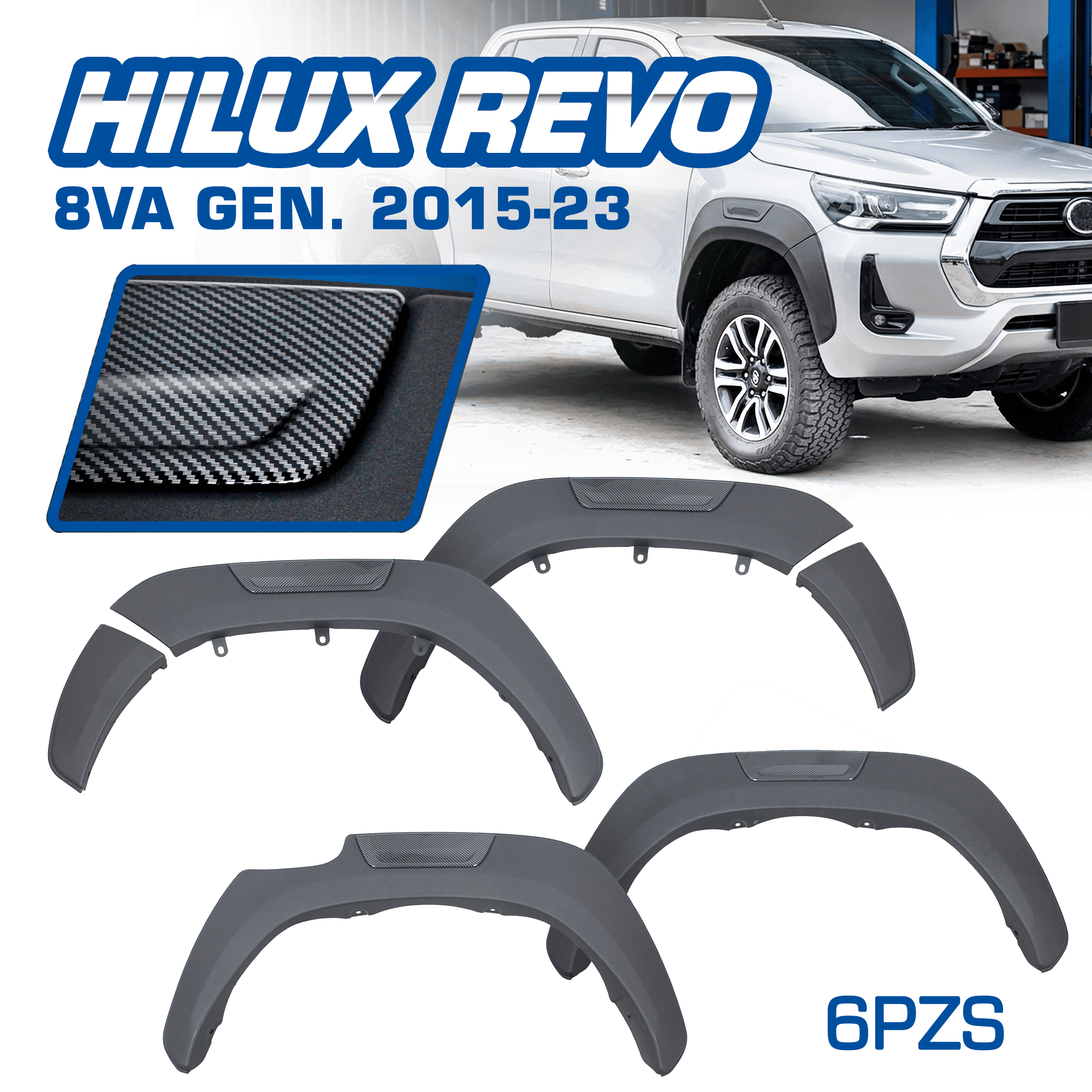 FENDER HQ P/TY HILUX REVO 8VA GEN 2015-23 DET/CARBON
