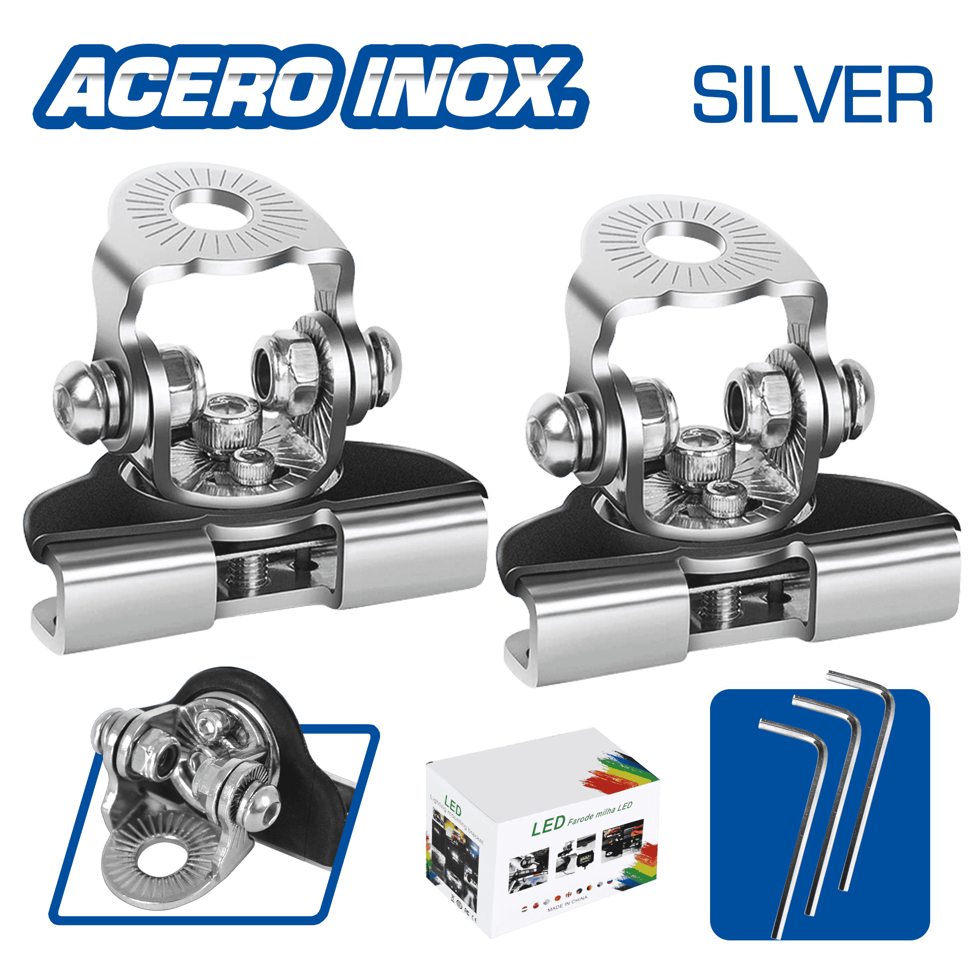 SOPORTE HI-TECH ACERO INOX PARA LUZ LED CROMADO