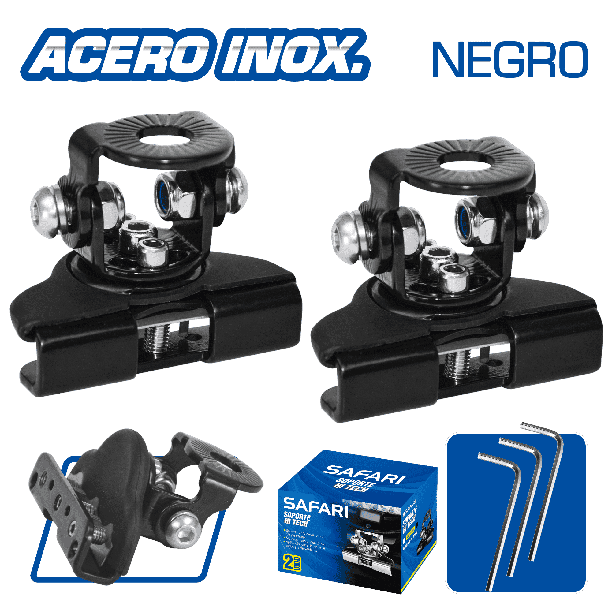 SOPORTE HI-TECH ACERO INOX PARA LUZ LED NEGRO