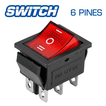 SWITCH 2 FUNCIONES 12V 6PIN ROJO