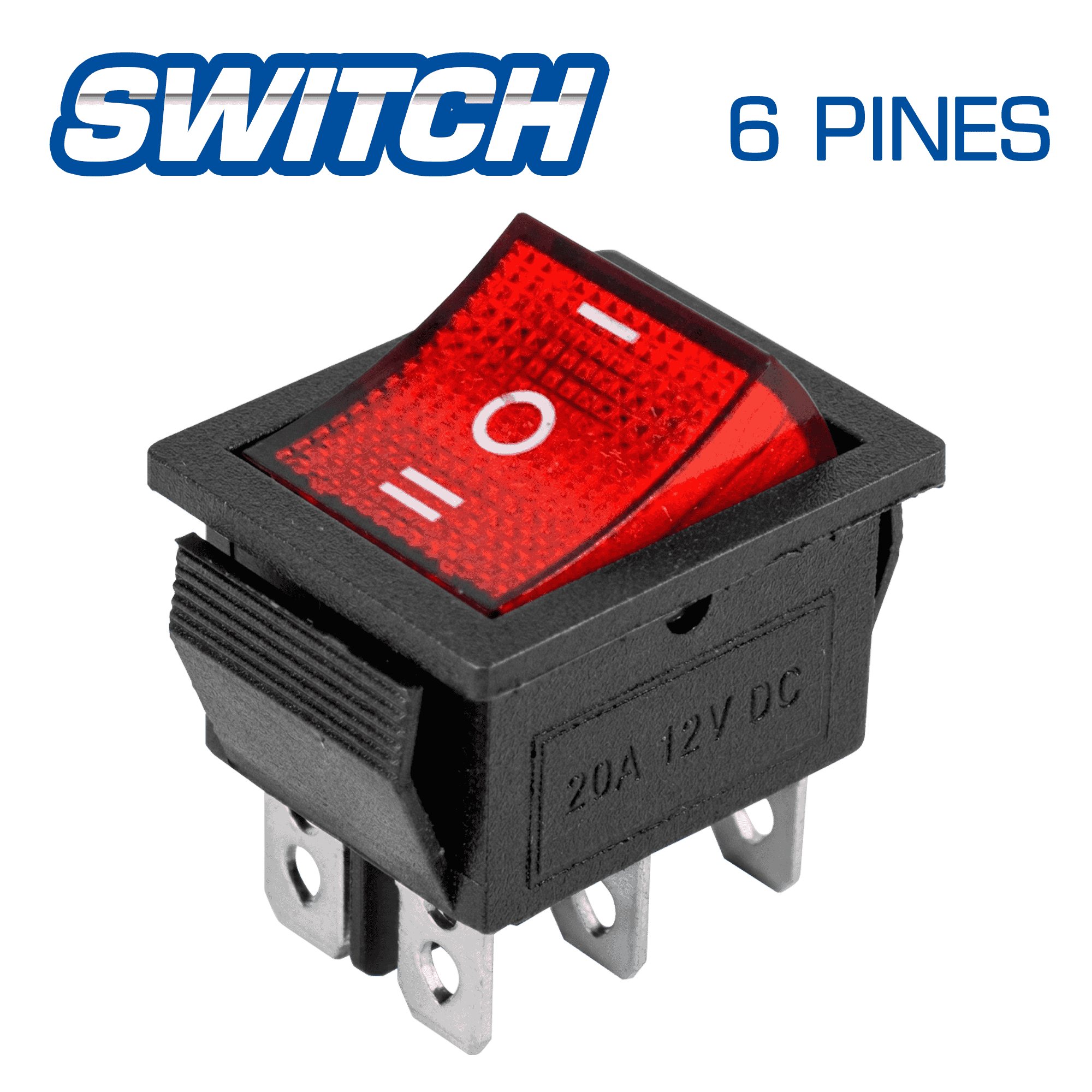 SWITCH 2 FUNCIONES 12V 6PIN ROJO