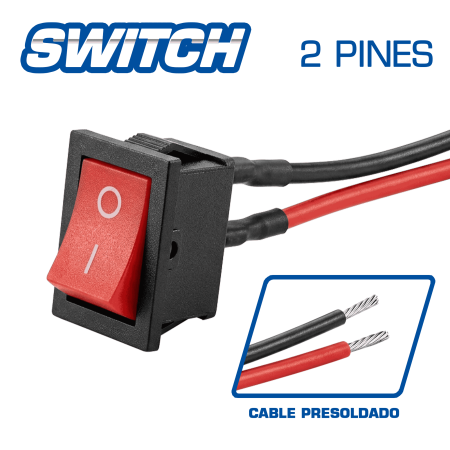 SWITCH ON-OFF 12V 2PIN C/CABLE PRESOLDADO
