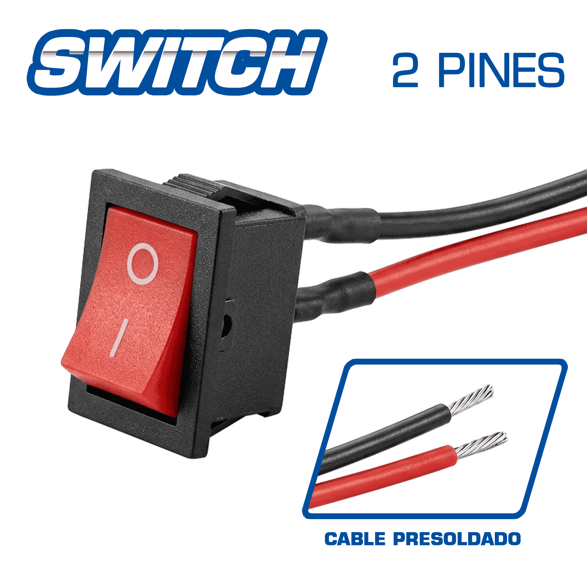 SWITCH ON-OFF 12V 2PIN C/CABLE PRESOLDADO
