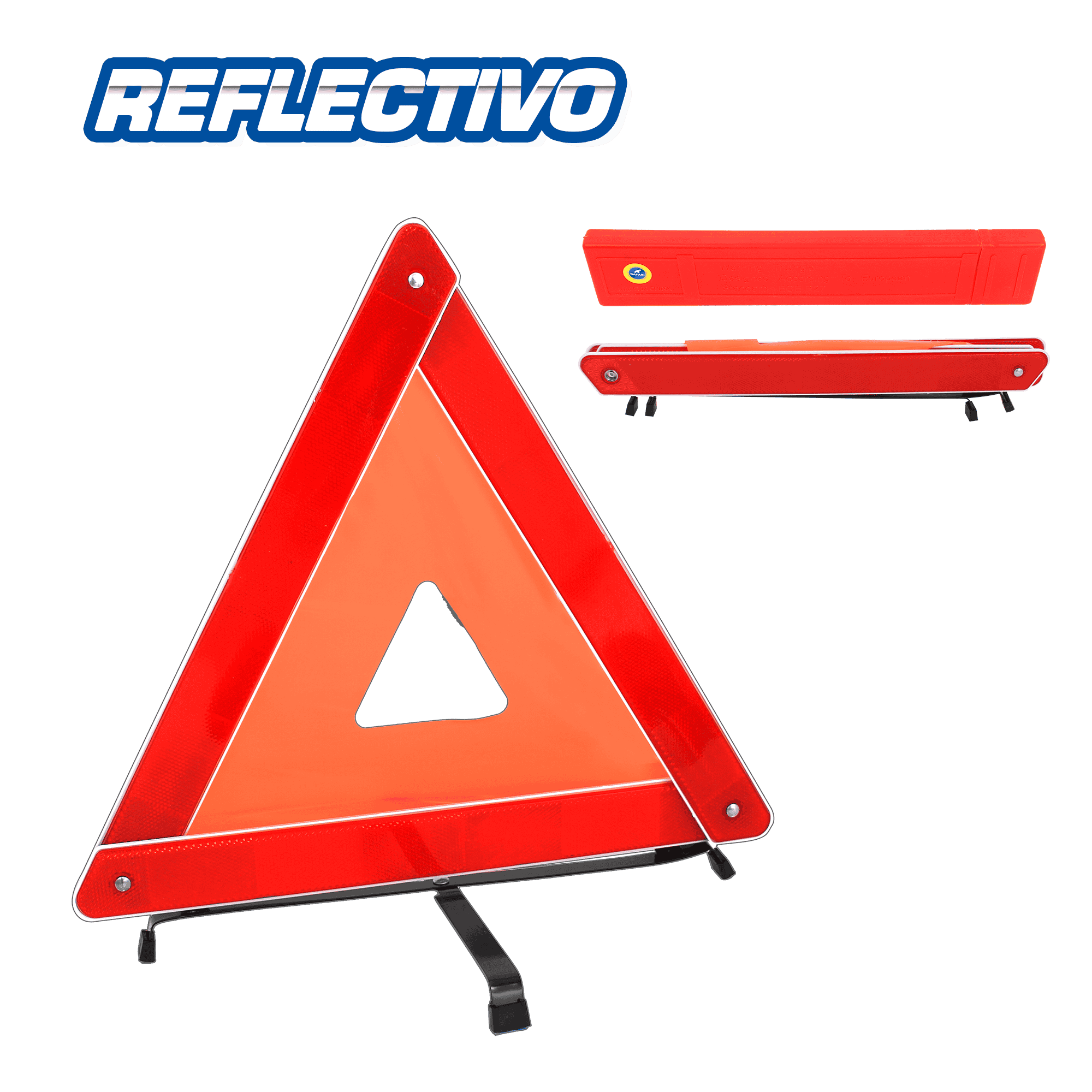 TRIANGULO REFLECTIVO ALTO IMPACTO 42X42CM + AREA INTERNA PLEGABLE