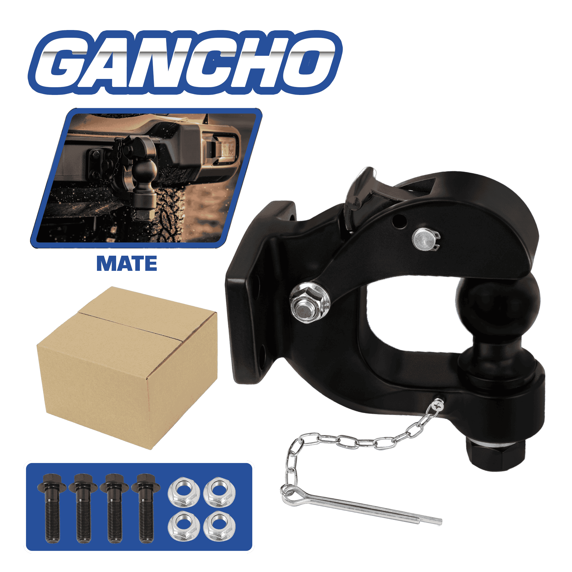 GANCHO DE REMOLQUE UNIVERSAL NEGRO MATE