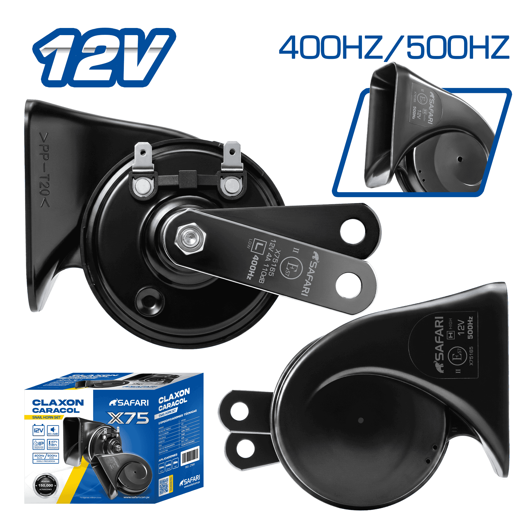 CLAXON DOBLE TIPO CARACOL 12V
