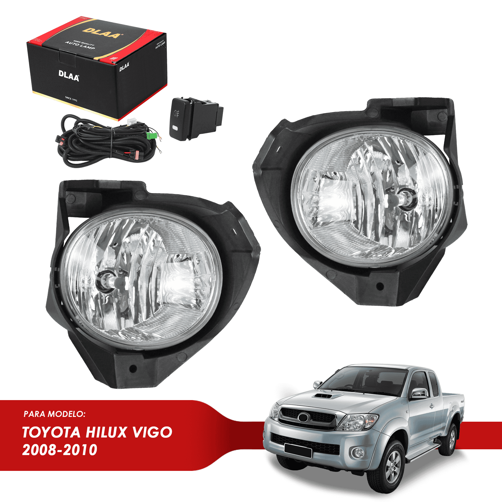 NEBLINERO HOLAGENO  P/TOYOTA HILUX VIGO 2008-2010 C/KIT CABLEADO