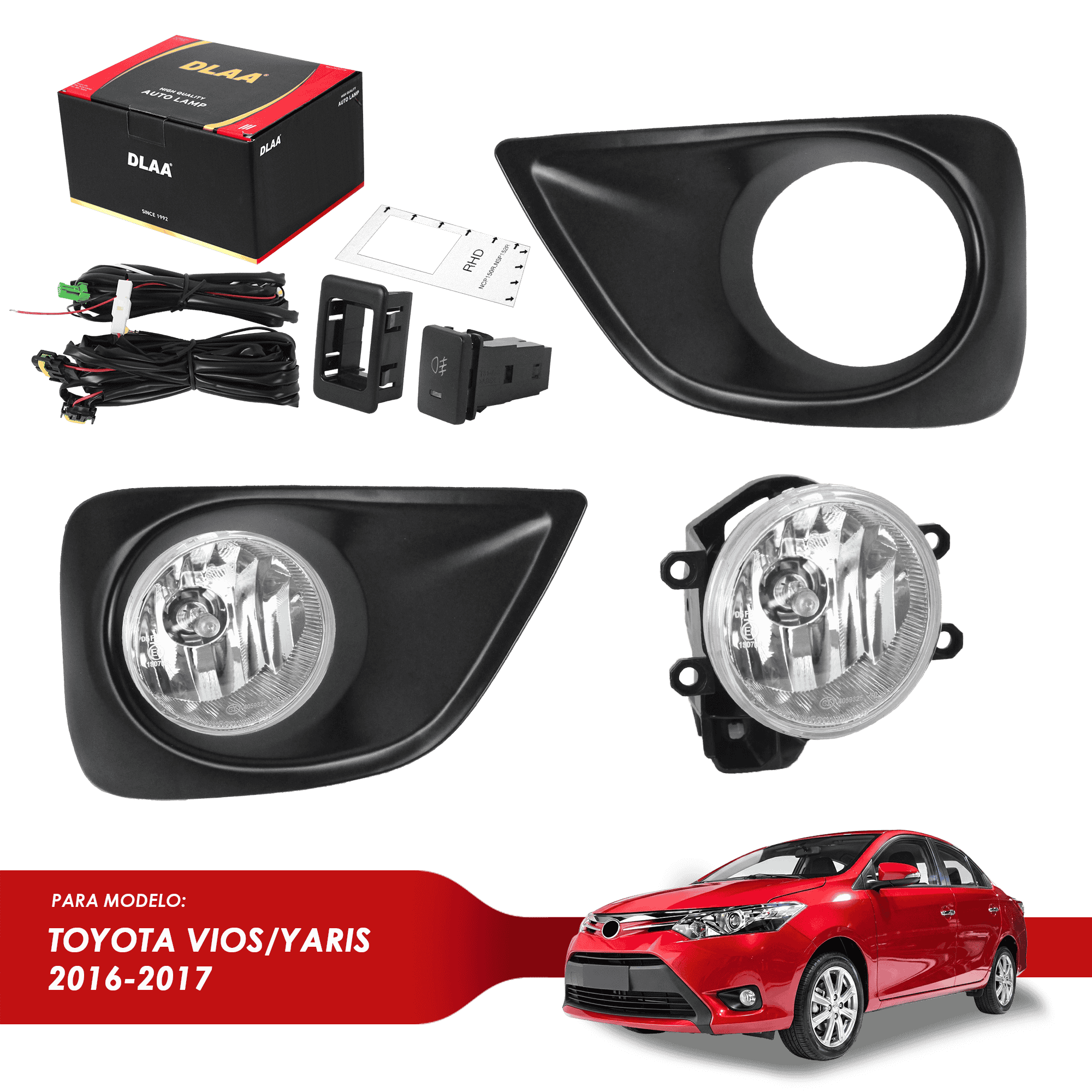 NEBLINERO HOLAGENO P/TOYOTA VIOS/YARIS 2016-2017 C/KIT CABLEADO